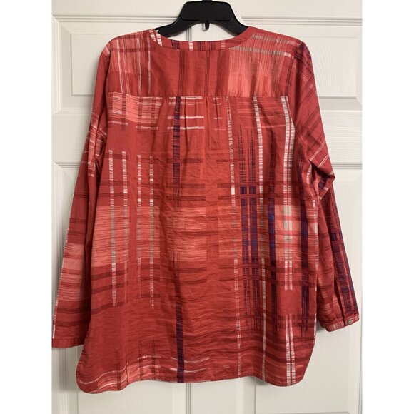 J Jill Plaid Quarter Button Up Long Sleeve Blouse Size M - Picture 3 of 7